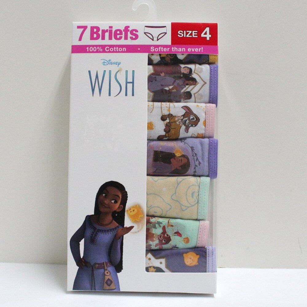 7 Pair Girls NWT 100% Cotton Disney Wish Size 4 Briefs